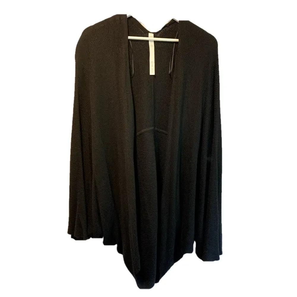 Lululemon Cashlu Knit Textured Wrap Cardigan Black XL/XXL Oversized Open Front